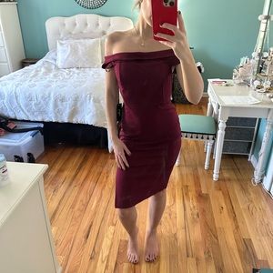 LULUS MAROON OFF THE SHOULDER DRESS